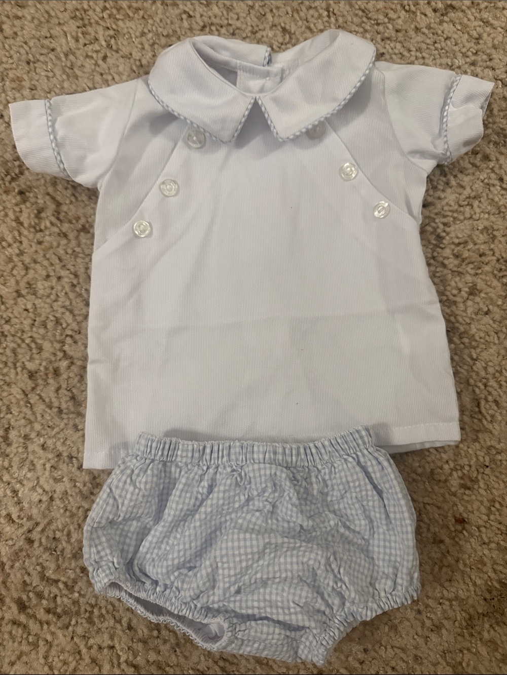 Little English Classic Baby Two-Piece Set in Light Blue and White